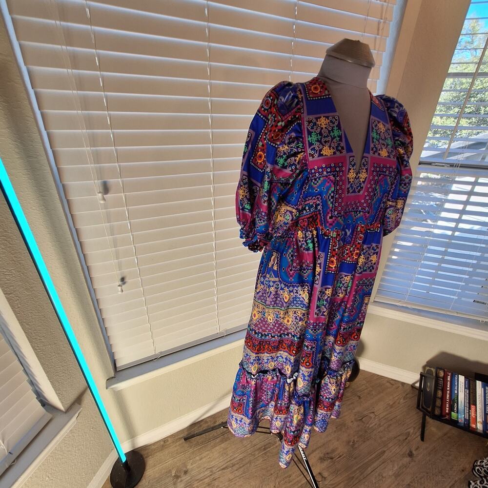 Hunter Bell New York Size M Short Sleeve Boho Maxi Dress - Picture 9 of 13